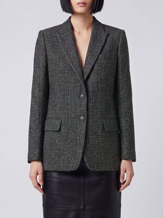 Victoria Beckham Single-Breasted Virgin Wool and Cotton Blazer with Peak Lapels