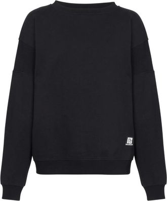 Balmain Ecologisch ontworpen katoenen sweatshirt met logo print - Heren - Sweatshirts - Zwart - M - Katoen - Hoodies & sweatvesten