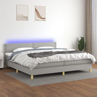 vidaXL Vidaxl - Cama Box Spring Con Colch&oacute;n Tela Y Led Gris Claro 200x200 Cm