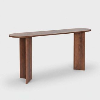 M&S Collection Consolle ingresso design minimal ovale Sira - Marrone Noce