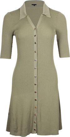Maje Knitted Shirt Dress in Olive Viscose