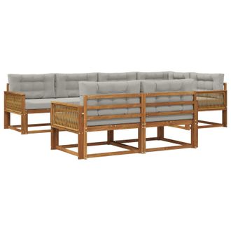 vidaXL Conjunto De Sof&aacute;s De Exterior 7 Pcs Natural Y Gris Claro Vidaxl