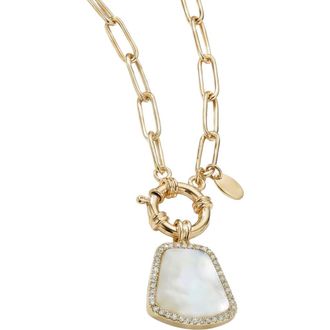 Argento Vivo Mother-of-Pearl Tag Pendant Necklace in Gold at Nordstrom