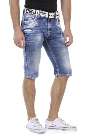 Cipo & Baxx Jeansbermudas CIPO & BAXX, Herren, Gr. 31, N-Gr, blau, Denim/Jeans, Obermaterial: 98% Baumwolle, 2% Elasthan, Abriebeffekte, slim fit kniebedeckend, J