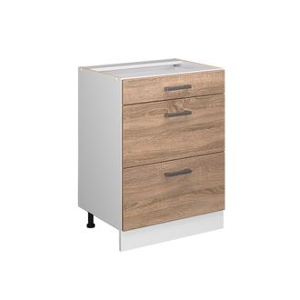 Vicco Mueble Bajo De Cocina R-line, Sonoma, 60 Cm Con Cajones, Sin Encimera