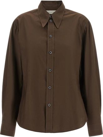 Christophe Lemaire Pointed Collar Shirt - Dames - Overhemden - Bruin - S - Katoen - Overhemden
