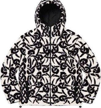 SUPREME Celtic Knot Reversible Windstopper Fleece Hooded Jacket White Black SUP-FW21-234