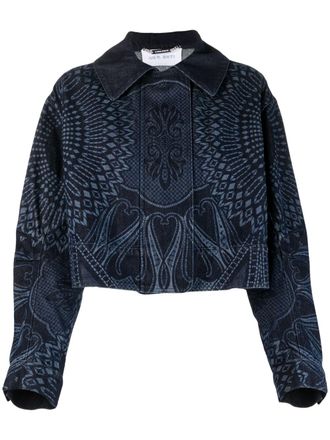 Alberta Ferretti denim cropped jacket - women - Cotton - 38 - Blue