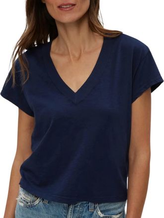 Michael Stars Harlan Cropped V-Neck Tee In Nocturnal