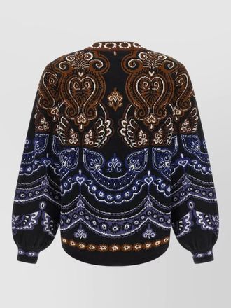 Farm Rio jacquard balloon-sleeve crew-neck jumper