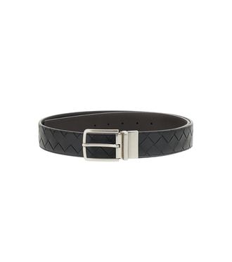 Bottega Veneta Black Textured Reversible Belt