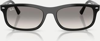 Ray-Ban Rb2224 - Occhiali da sole rettangolari neri con lenti grigie-Nero