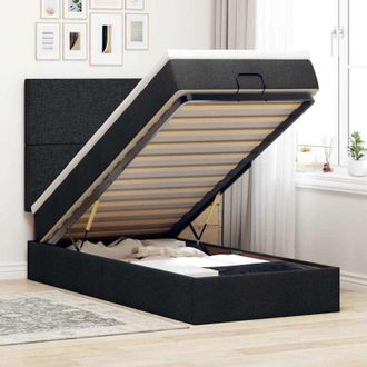 vidaXL Estructura Cama Otomana Colch&oacute;n Tela Negro 90x200 Cm