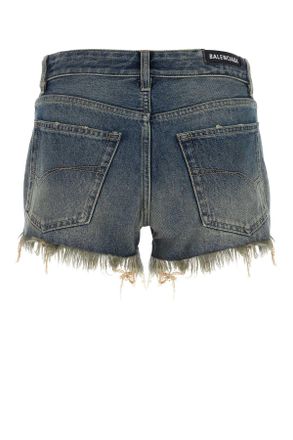 Balenciaga Womens Denim Shorts Bluerust Exterior: Cotton