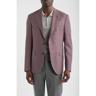 Jack Victor McAllen Micro Houndstooth Wool & Silk Blend Sport Coat in Berry at Nordstrom, Size 38 Regular