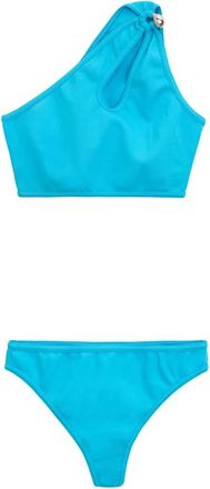 Bottega Veneta Badmode, Dames, Blauw, S, Bikini met &eacute;&eacute;n schouder en uitsnijding