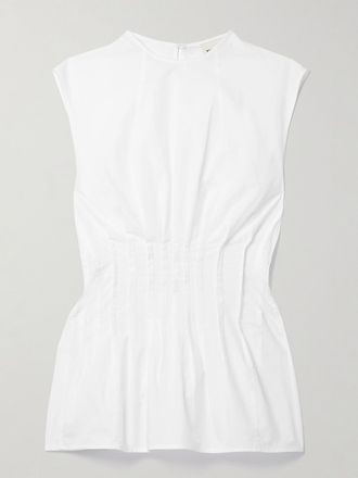 Khaite Top In Popeline Di Cotone Con Nervature Westin - Bianco