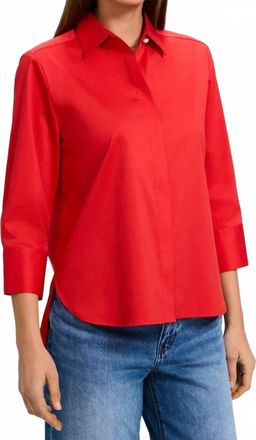 Foxcroft Pearl 3/4 Matte Shirt In Scarlet Red
