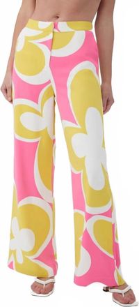 Trina Turk Verity Pants In Bright Pink Yellow Retro