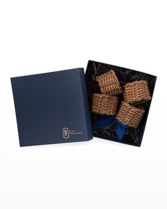 Blue Pheasant Hampton Honey Rattan Napkin Rings, Set of 4