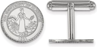 Diamond2Deal Sterling Silver Rhodium-plated Alabama Crest Cuff Links