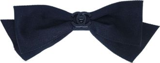 Chanel 1990-2000s CC Turn-lock bow hair barrette - women - Satin/Gold Plated - One Size - Black