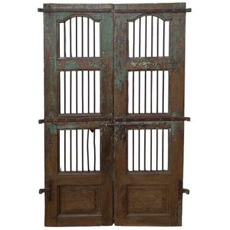 Wanderlust Deco Puerta De Madera Acabado Artesanal Marr&oacute;n 104x4x179h Cm