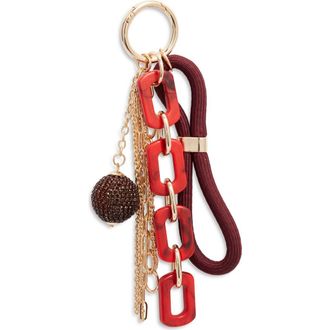 Chelsea28 Crystal Ball & Chain Bag Charm in Burgundy Multi- Gold at Nordstrom
