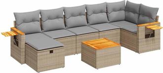 vidaXL Vidaxl - Set De Sof&aacute;s De Jard&iacute;n Y Cojines 8 Piezas Rat&aacute;n Sint&eacute;tico Beige