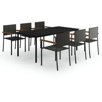 vidaXL Set da Pranzo da Giardino 7 pz Nero vidaXL