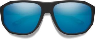 Smith Outrigger 61mm ChromaPop Polarized Sunglasses in Matte Black /Blue Mirror at Nordstrom