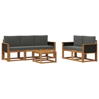 vidaXL Conjunto De Sof&aacute;s De Exterior 6 Pcs Natural Y Antracita Vidaxl