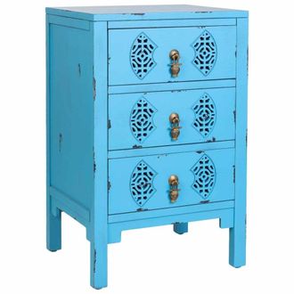 Wanderlust Deco Mesita de madera con 3 cajones azul 45x36x70