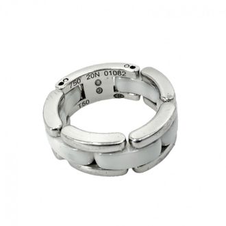 Chanel Silver White White Gold (18K) Ceramic Band Ring (Pre-Owned)