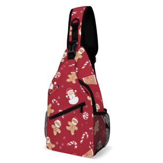 Generic Gingerbreads Candy Christmas Pattern Unisex Shoulder Bags Casual Crossbody Chest Bag Sling Backpack for Hiking Cycling Travel