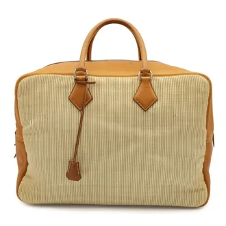 Herm&egrave;s Light Brown Natural Crinoline Leather Boston Bag (Pre-Owned)