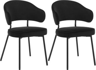 Woltu 2x Silla De Comedor Silla De Cocina Tapizada En Terciopelo Silla Acolchada Especial Para Sala De Estar Y Restaurante Negro - Woltu