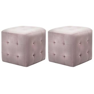 vidaXL Pouf 2 Pz Rosa 30x30x30 Cm In Velluto - Vidaxl