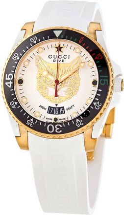 Gucci Dive Quartz White Dial Ladies Watch YA136322