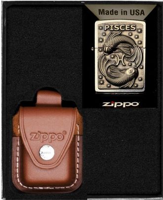 OEM Juego De Encendedores Zippo Zodiaco Piscis Regalo De Pez N.&deg; 2
