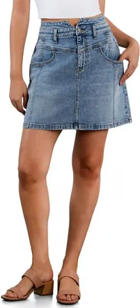 Wash Lab Denim Penelope Denim Miniskirt in Relaxed Blue at Nordstrom, Size 32