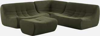 Sweeek Sof&aacute; Envasado Al Vac&iacute;o Esquinero Modular De Borreguito Texturizado Con Reposapi&eacute;s, 5 Plazas