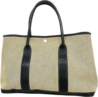 Herm&egrave;s Black Toile H Tote Bag (Pre-Owned)