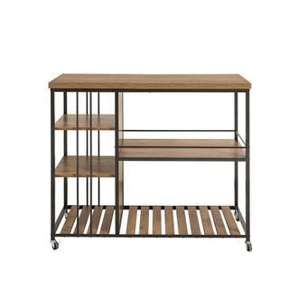 SoBuy Carrito m&uacute;ltiusos para cocina con bandejas metal marr&oacute;n