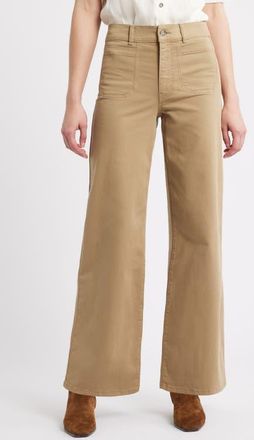 Frame Denim Le Slim Modernist Pocket Palazzo Jeans in Khaki at Nordstrom, Size 27