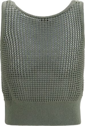 Brunello Cucinelli Womens Perforated Sequin Tank Top Eucalipto Cotton; Polyester