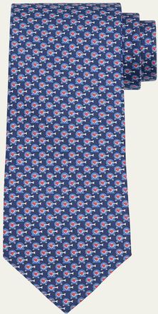 Ferragamo Mens Bullseye-Print Silk Tie