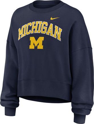 Nike Michigan Phoenix Arch Nike Womens College Pullover Crew in Blue | 01D741SMWN-Y48