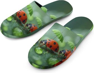 Generic Ladybug Funny Insect Mens Slippers Warm Non-Slip Houes Shose Spa Slipper for Home Bedroom