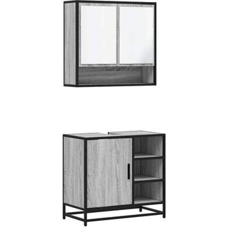 vidaXL Set De Muebles De Ba&ntilde;o 2 Pzas Madera Contrachapada Gris Sonoma Vidaxl